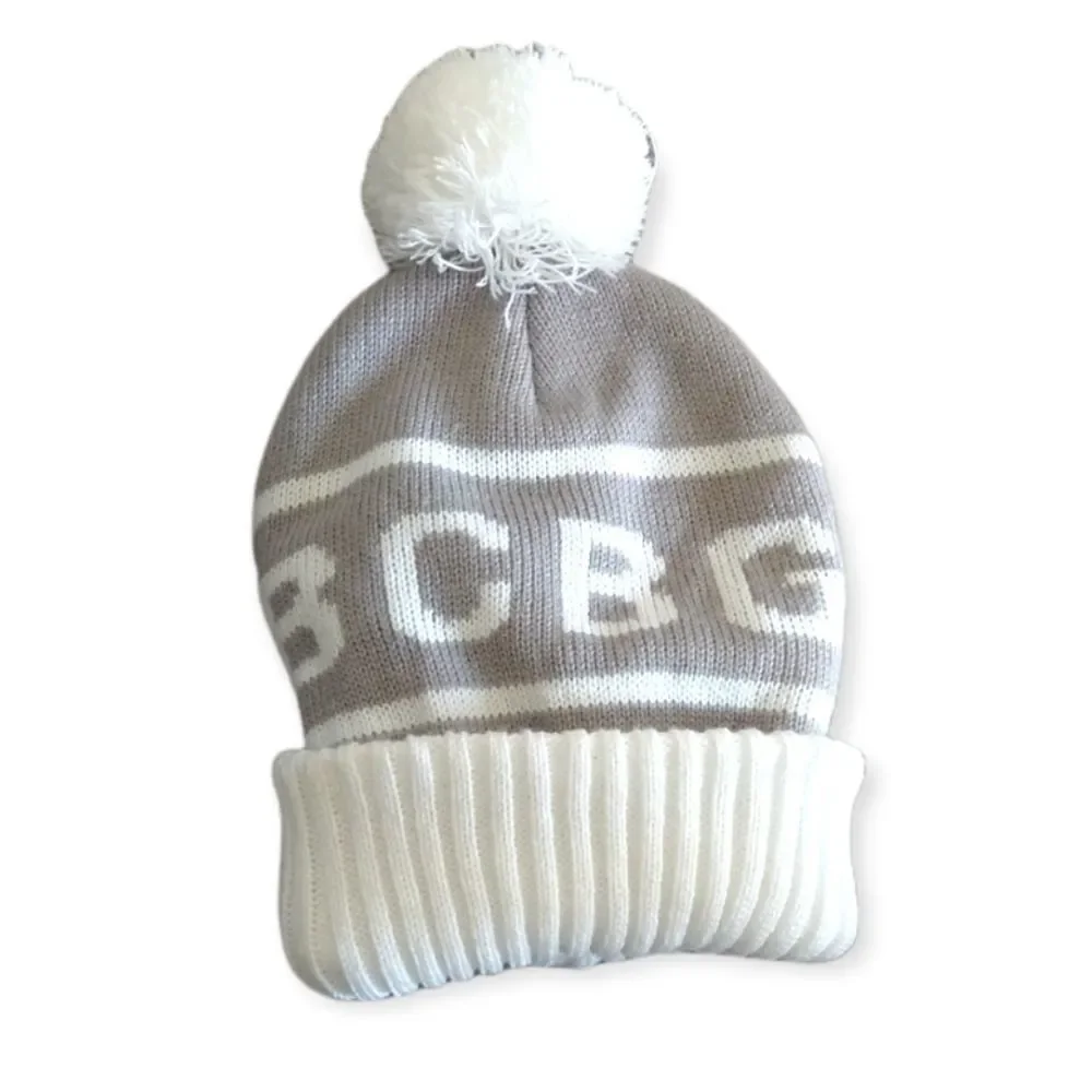 Kids BCBGirls Beanie Puff Ball Grey